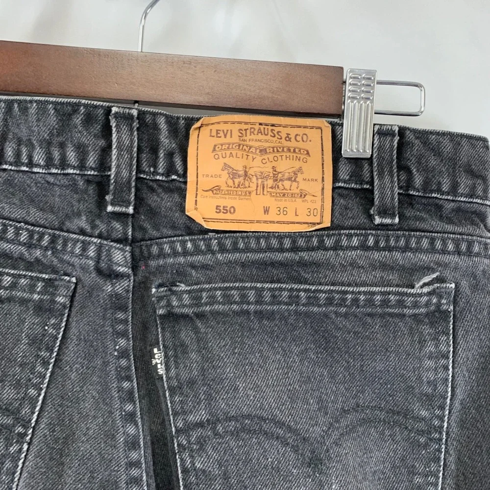 Vintage Levi's‎ 550 Jeans Mens 36x30 Black Relaxed Fit Tapered Leg Made USA 90s